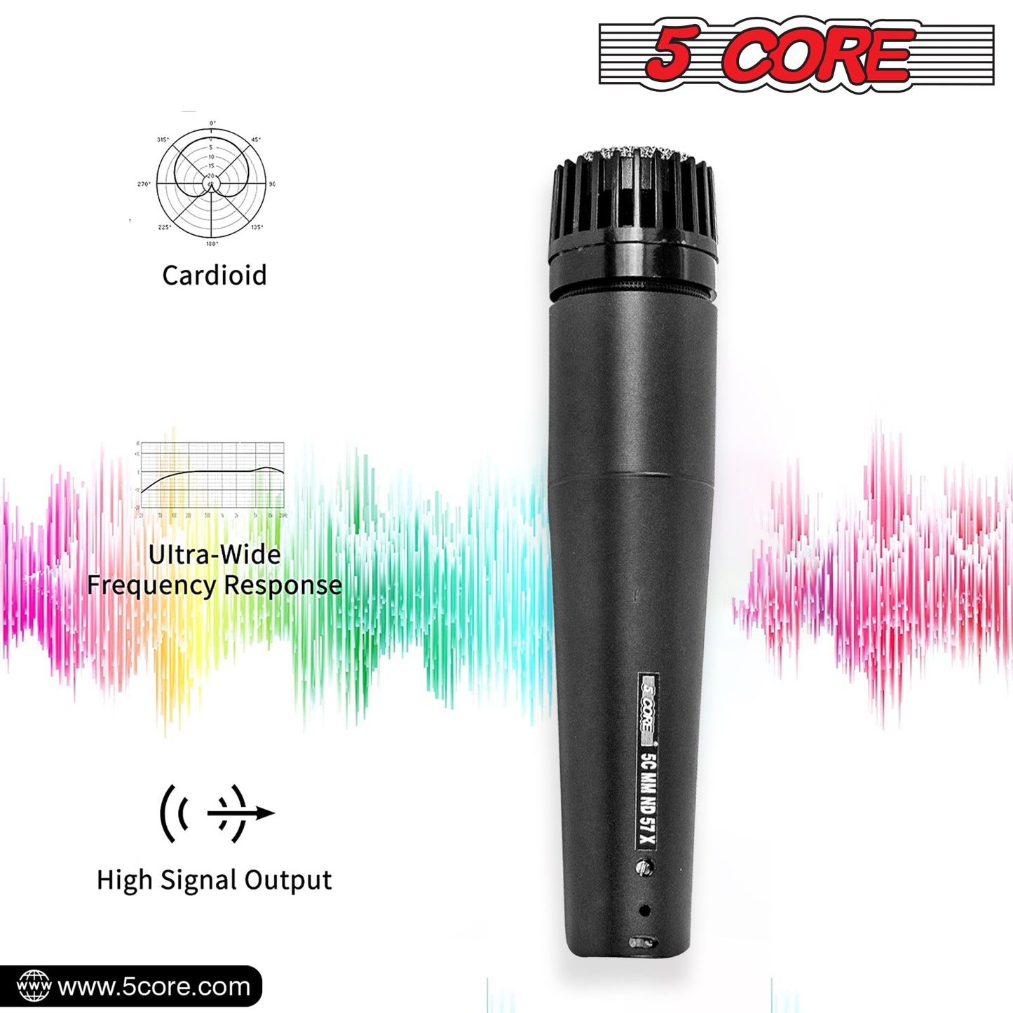 5Core XLR Microphone Dynamic Mic Karaoke Singing Studio Microfono