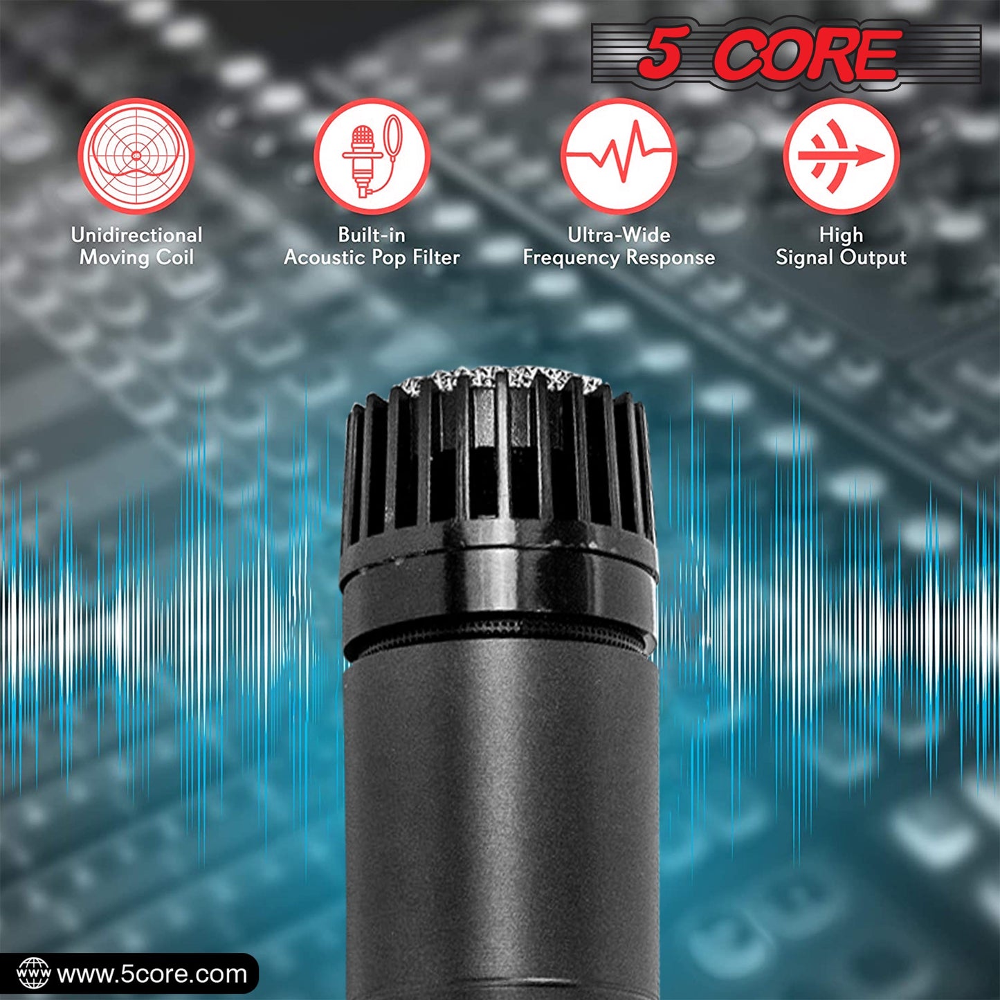 5Core XLR Microphone Dynamic Mic Karaoke Singing Studio Microfono