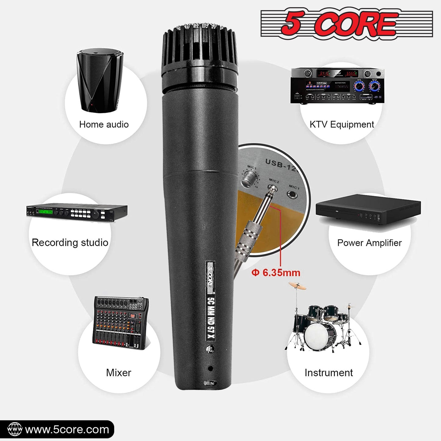 5Core XLR Microphone Dynamic Mic Karaoke Singing Studio Microfono