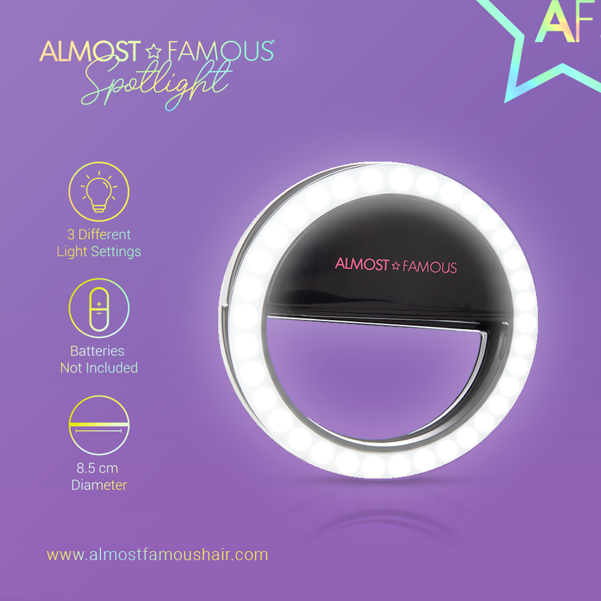 Almost Famous Spotlight Selfie Light – Black